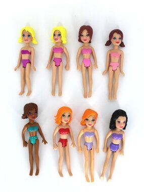 Rare Mixed Lot of 8 Polly Pocket 4" Dolls (Early 2000s) Molded Hair No Clothes